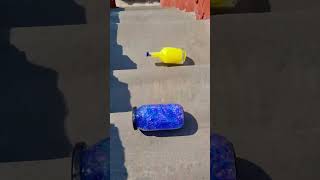 Blue🔵 vs Yellow🟡 breaking glass bottles  Crushing Crunchy amp Soft things shorts asmr satisfying [upl. by Margo350]