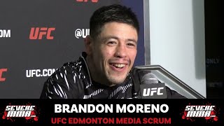 Brandon Moreno UFC Edmonton PostFight Scrum “I need one more win before I fight for the title” [upl. by Ainaled]