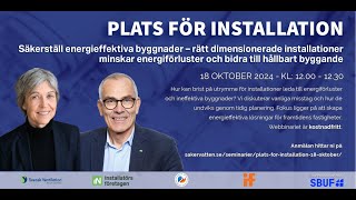 Plats för installationer Säkerställ energieffektiva byggnader [upl. by Akimahs]