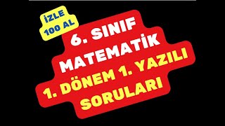 6 Sınıf Matematik 1 Dönem 1 Yazılı Soruları [upl. by Atile]