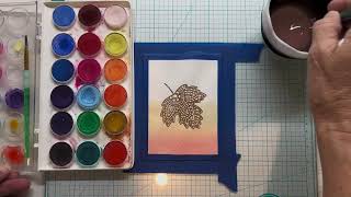 Heat Embossed Leaf plus watercolor  simply simple card making [upl. by Aynosal807]