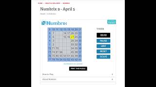 Solve Daily Numbrix 9 Puzzle 452024 ASMR [upl. by Sofko]