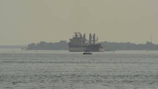 Red Ship In Saint Lawrence Seaway Sunday July 28 2024 Filmed With 1200mm Lens From Lachine EMR 8575 [upl. by Ahsoj]