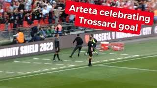 Arteta and Guardiola reaction to Trossard goal vs Man City [upl. by Naelcm]