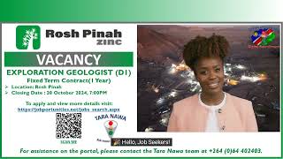 Vacancies Rosh Pinah Zinc Exploration Geologist Professional in Training Engineer Close 2010 [upl. by Nosrak105]