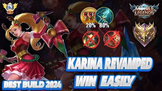 KARINA NEW BEST BUILD 2024 REVAMPED TAKE WIN EASILY EVERY MATCH MOBILE LEGENDS [upl. by Imeka]