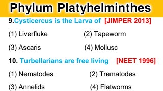 Phylum Platyhelminthes mcq  Animal Kingdom [upl. by Aseel583]