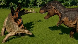 TRex vs Stegosaurus Huayangosaurus Chungkingosaurus Gigantspinosaurus amp Kentrosaurus [upl. by Eymaj697]