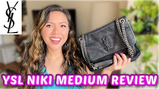 YSL NIKI MEDIUM REVIEW What fits mod shots Saint Laurent Medium Niki Shoulder Tote Bag [upl. by Aiclef]