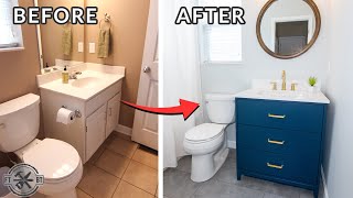 Easy Small Bathroom Remodel  DIY Makeover [upl. by Mindy]