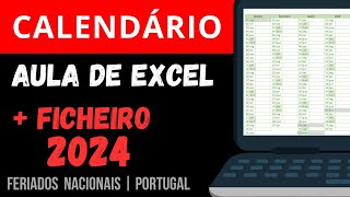 Como fazer CALENDÁRIO no Excel  Download Feriados 2024 Portugal [upl. by Asiluy]