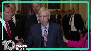 Mitch McConnell freezes while speaking to media before being escorted away [upl. by Ree]