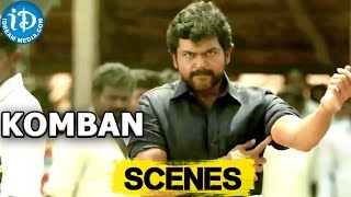 Komban Movie  Karthi Thambi Ramaiah Fight in market Scene [upl. by Ydiarf]