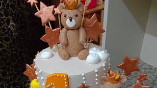 simple Semi fondant cake decorating teddy bear 🧸 cake decorating trending viralvideos cakelovers [upl. by Eiddam66]