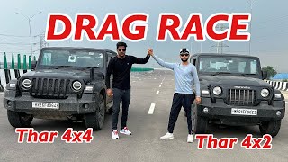 Thar Diesel 4x4 VS Thar Petrol 4x2 DRAG RACE l Aayush ssm [upl. by Anidnamra]