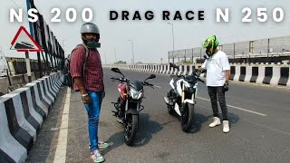 2024 Bajaj Pulsar N250 vs pulsar NS200 Drag Race srvlogs bajaj [upl. by Portuna8]