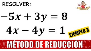 Método de reducción suma y resta Sistemas de ecuaciones de 2x2 Ej 3 [upl. by Dex]