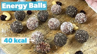 Energy Balls Rezept ohne Zucker  Datteln und Kokos  kalorienarme Snacks [upl. by Nomal]