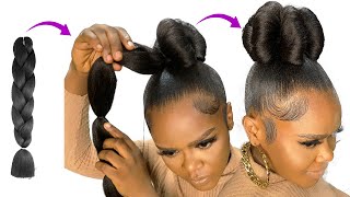 😱 10 MINUTES QUICK HAIRSTYLE USING BRAID EXTENSION [upl. by Mur]