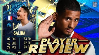 91 TEAM OF THE SEASON SALIBA PLAYER REVIEW TOTS SALIBA  FIFA 22 Ultimate Team [upl. by Ajssatan]