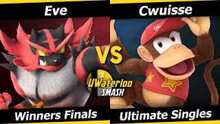 UWaterloo SSBU W24w12 Winners Finals  Eve Incineroar vs Cwuisse Diddy Kong [upl. by Vasilek844]