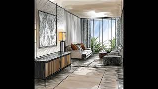 HandSketched Hotel Suite Design  Imaginative ModernBoho Luxury [upl. by Ahsima]