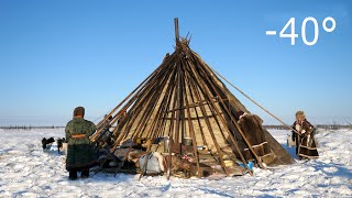 Warmest Tent on Earth  Pitching in the Siberian Arctic Winter  Ненецкая палатка чум [upl. by Dene168]