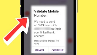 PhonePe Validate Mobile Number Problem  We Need To Send An SMS To Fetch Your Linked Bank Account [upl. by Aisiat]