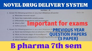 Novel drug delivery system 7th semester question paper  NDDS 7th semester previous question paper [upl. by Navy]