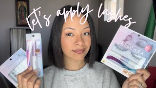 KISS Falscara lash application  DAY 1 lash extensions  DIY [upl. by Nylirem]