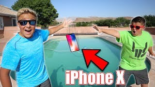 IPHONE X IN THE POOL PRANK [upl. by Nhar907]