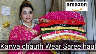 Amazon Karwachauth special Saree haul  poojachoyal7135 poojachoyalshorts [upl. by Ahsiad]