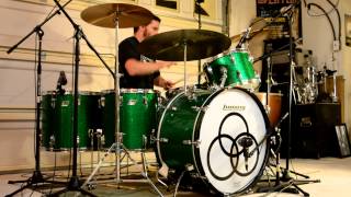 Led Zeppelin  Rock and Roll Studio MultiCam Drum Cover w Music  Vintage Ludwig Green Sparkle [upl. by Ennovehc]