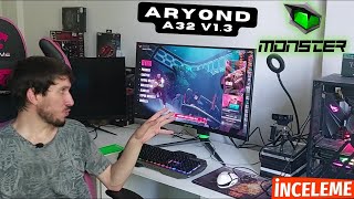 EN DETAYLI TANITIM Monster Aryond A32 V13 Monitör İnceleme  VA Panel QHD 165Hz 1MS MPRT Curved HDR [upl. by Laney]