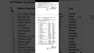 GOVERNMENT OF JAMMU KASHMIR HOLIDAYS LIST 2022 [upl. by Issor]