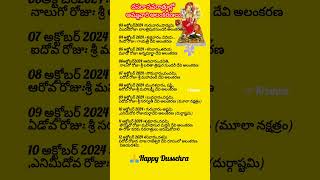 3102024 to 12102024 వరకు దసరా నవరాత్రుల్లో అమ్మవారి అలంకరణలు ytshortsviralvideokrishnasworld [upl. by Liesa]