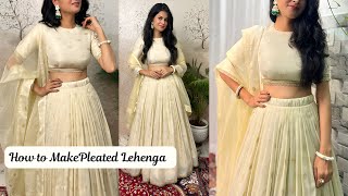 Perfact Pleated Lehenga Cutting And StitchingLehenga Dress How To Make Pleated Lehenga [upl. by Hershel]