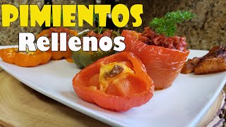 RECETA DE PIMIENTOS RELLENOS DE CARNE MOLIDA Y PLATANOS MADUROS FRITOSCOCINA DE PRIMERA EN CASA [upl. by Drescher]