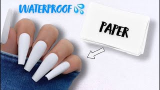 How to make DIY WATERPROOF PAPER NAILS  Fake Nails From Paper Waterproof [upl. by Abie430]