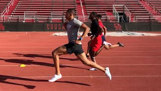 Workout Wednesday Houston Sprint Training With Carl Lewis amp Olympian Shaun Maswanganyi [upl. by Tolkan242]