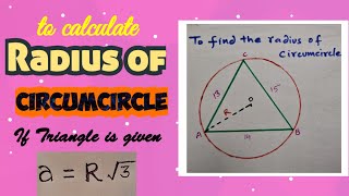 To calculate the radius of circumcicle त्रिभुज के परिवृत्त की त्रिज्या [upl. by Nottirb]