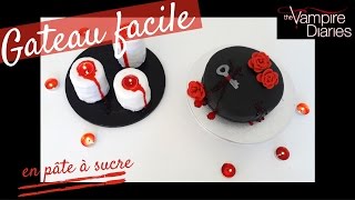 FAIRE UN GATEAU VAMPIRE DIARIES EN PATE A SUCRE FACILE  GATEAU FACILE [upl. by Aitnuahs]