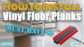 DIY  How to Install Vinyl Floor Planks  Contour Gauge is USEFUL [upl. by Yrot]