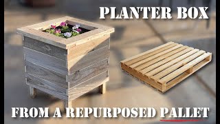 Build an attractive DIY PLANTER BOX from a pallet at no cost Great repurposed wood project [upl. by Lleneg542]