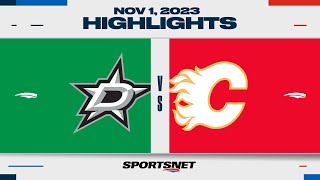 NHL Highlights  Stars vs Flames  November 1 2023 [upl. by Nevanod]