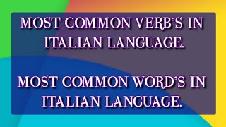 Common Italian verbs  common Italian words  Italian classes  Italian language course  italy [upl. by Kendry684]