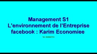 Management S1 quot L’environnement de l’Entreprise quot [upl. by Aicinet]