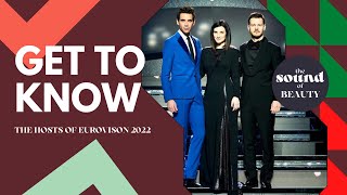 GET TO KNOW The Hosts of Eurovision 2022  ESC 2022 [upl. by Ahsikal]