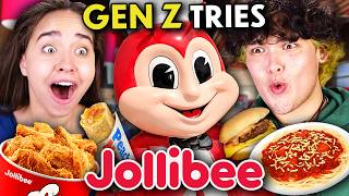 Gen Z Americans Try Jollibee For The First Time Chickenjoy Yumburger Jolly Spaghetti [upl. by Conny]