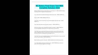 NC Notary Final Exam Test With Complete Solution 2024 [upl. by Daisy139]